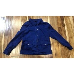 41 HAWTHORN Stitch Fix bright blue jacket zipper and snap floral piping inside